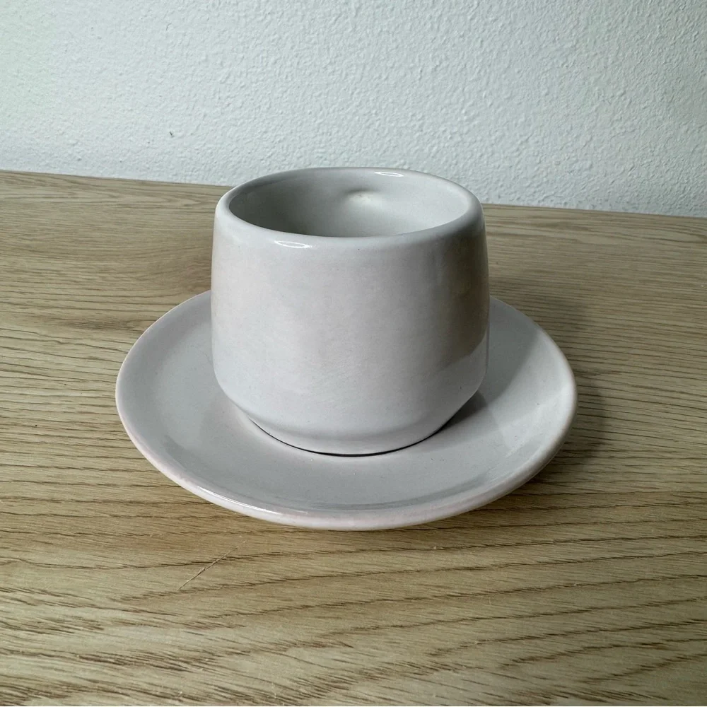 Set of 5 Frankoma Bone‎ White Cream Tea Cups and Saucers Handmade Art Pottery